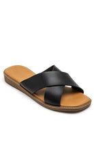 Udelia Black Faux Leather Sliders