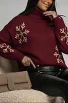 Uriah Wine Knit Snowflake Jumper