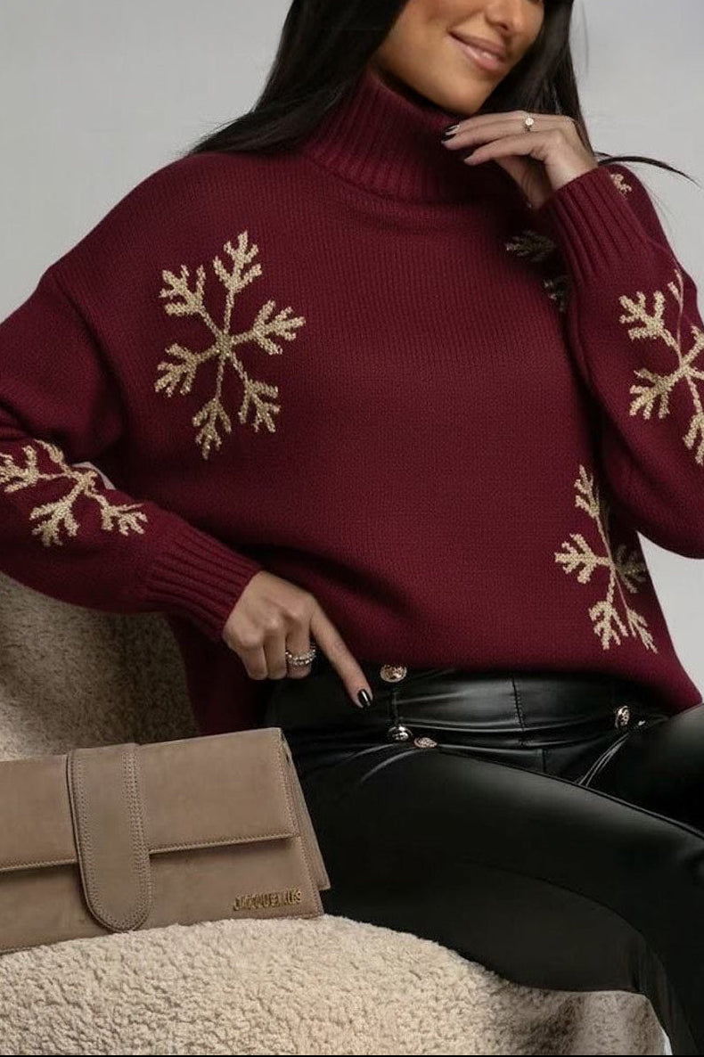 Uriah Wine Knit Snowflake Jumper
