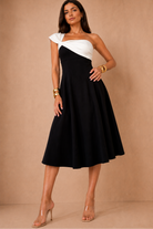 Valerie Black and White One Shoulder Dress