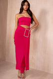 Valeska Pink Bandeau Diamante Buckle Dress