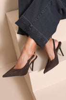 Vayda Chocolate Suedette Slingback Heels