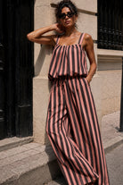 Venette Chocolate Striped Palazzo Co Ord