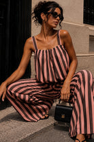 Venette Chocolate Striped Palazzo Co Ord
