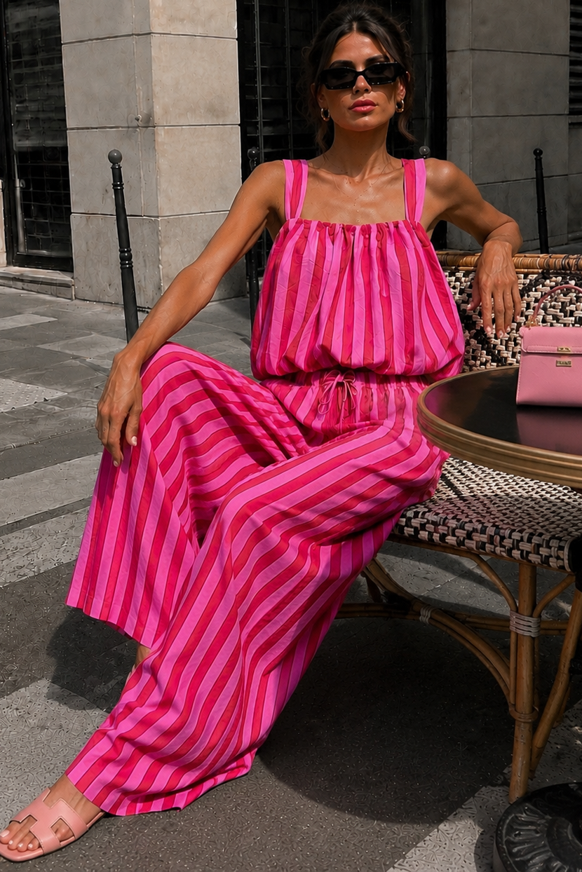 Venette Red Striped Palazzo Co Ord