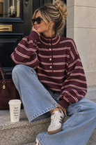 Venisha Burgundy Fine Knit Striped Jumper
