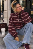 Venisha Burgundy Fine Knit Striped Jumper