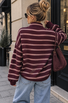 Venisha Burgundy Fine Knit Striped Jumper