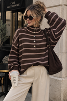 Venisha Chocolate Fine Knit Striped Jumper