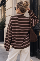 Venisha Chocolate Fine Knit Striped Jumper