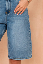 Verena Blue Denim Longline Bermuda Shorts