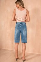 Verena Blue Denim Longline Bermuda Shorts