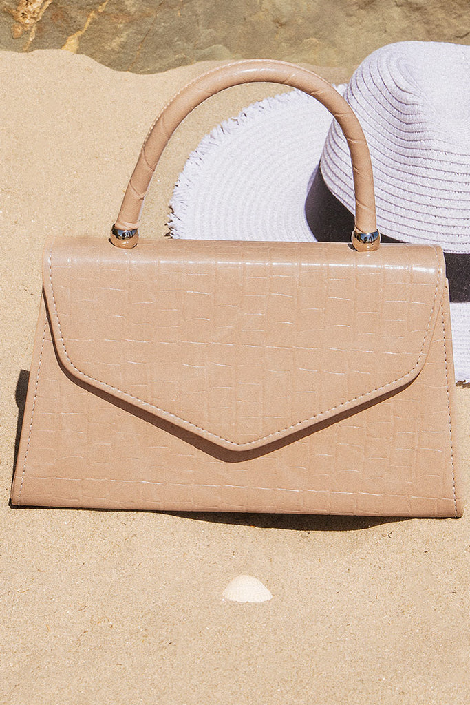 Veronica Nude Croc Print Grab Bag