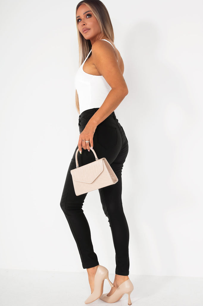 Veronica Nude Croc Print Grab Bag