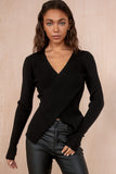 Victoria Black Knit Ribbed Top