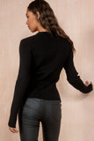 Victoria Black Knit Ribbed Top