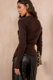 Victoria Chocolate Knit Ribbed Top