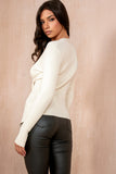 Victoria Cream Knit Ribbed Top