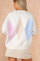 Zayla Cream Knit Argyle Jumper