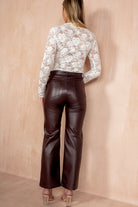 Vienna Burgundy PU Belted Straight Leg Trousers