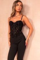Vinnie Black Velvet Lace Floral Bralet