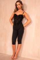 Vinnie Black Velvet Lace Floral Bralet