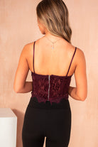 Vinnie Plum Velvet Lace Floral Corset