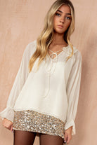Violette Cream Chiffon Frill Blouse