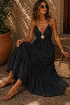 Vita Black Tiered Cami Maxi Dress