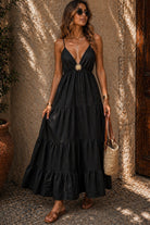 Vita Black Tiered Cami Maxi Dress