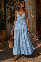 Vita Blue Tiered Cami Maxi Dress
