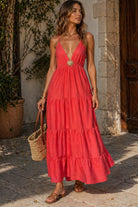 Vita Burnt Orange Tiered Cami Maxi Dress