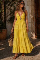 Vita Yellow Tiered Cami Maxi Dress