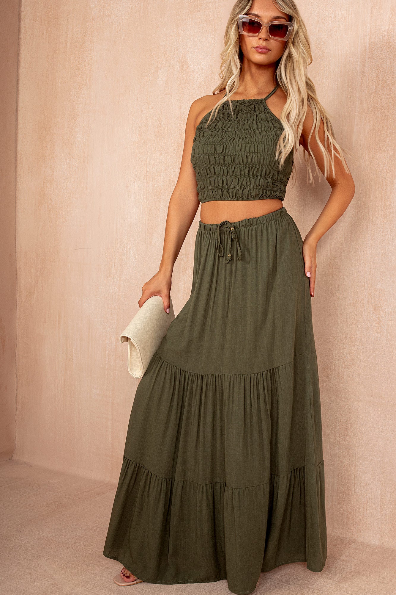 Vivian Khaki Skirt Co Ord