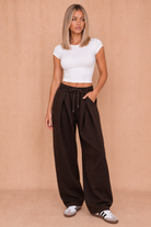 Vivianna Chocolate Pleated Joggers