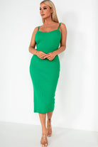 Vivien Green Ribbed Knit Dress