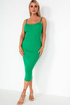 Vivien Green Ribbed Knit Dress