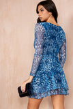 Vivienne Blue Mesh Print Dress