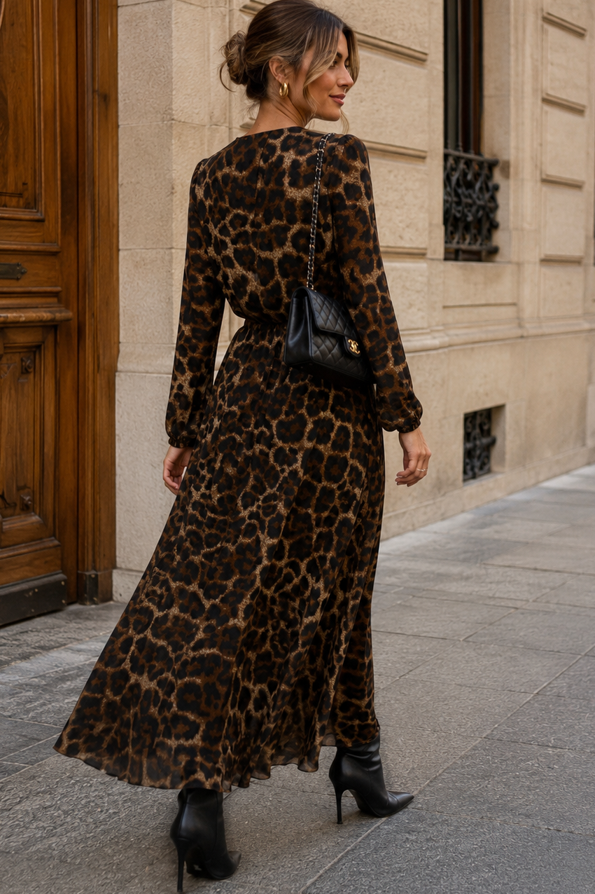 Waverly Leopard Print Chiffon Maxi Dress