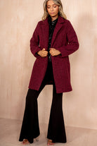 Wendy Burgundy Wool Longline Coat