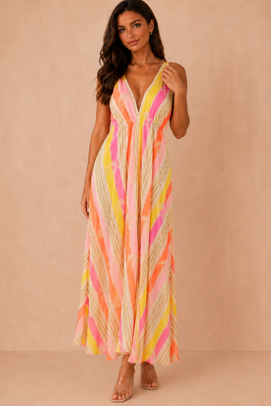 Willow Pink Striped Boho Halter Neck Dress Vavavoom.ie Willow Pink Striped Boho Halter Neck Dress Vavavoom.ie