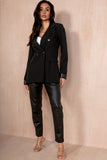 Wilma Black Leather Cuff Blazer