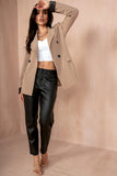 Wilma Camel Leather Cuff Blazer