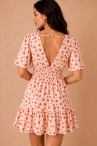 Wilma Cream & Coral Floral Milkmaid Dress