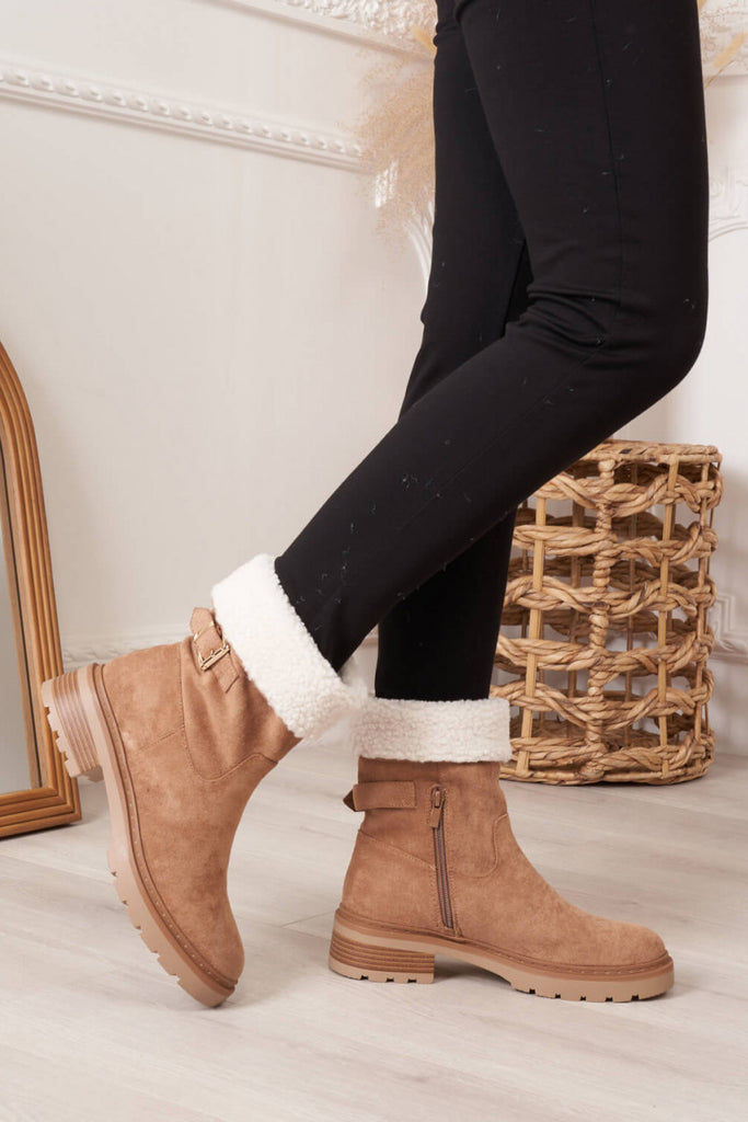Winifred Camel Suedette Ankle Boots