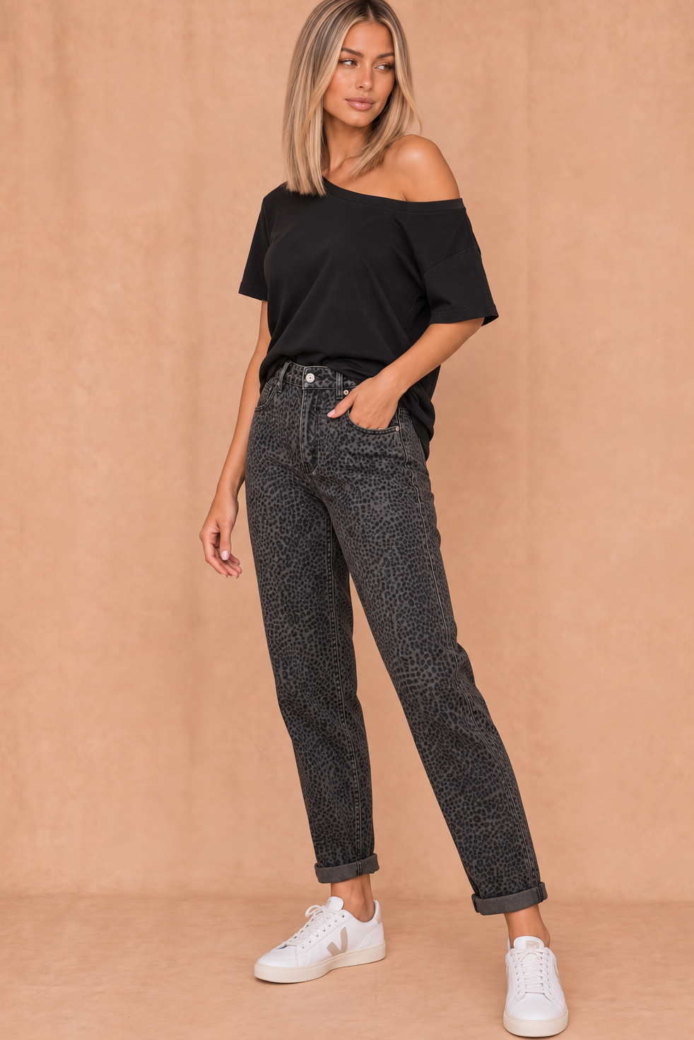 Winifred Grey Leopard Print Mom Jeans