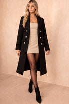 Winona Black Longline Double Breasted Coat