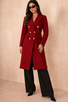 Winona Burgundy Longline Double Breasted Coat