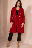 Winona Burgundy Longline Double Breasted Coat