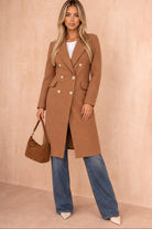Winona Camel Longline Double Breasted Coat